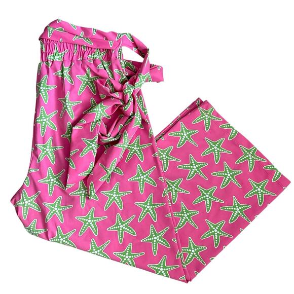 Sailor-Sailor Dorthy Pants Elastic Waist Belted Starfish Print Wide Leg Size XL - Picture 5 of 7